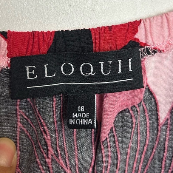 ELoquii Maxi Dress Plus Size 16 Women Floral Tiered Half Sleeve Slit  Hem - Picture 9 of 10